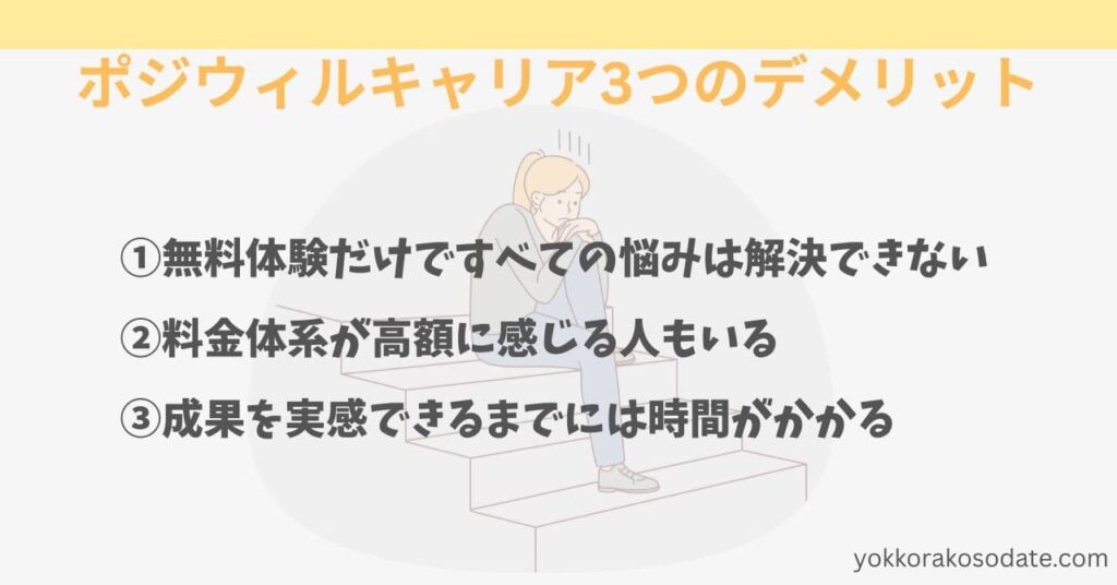ポジウィルキャリアの3つのデメリット
