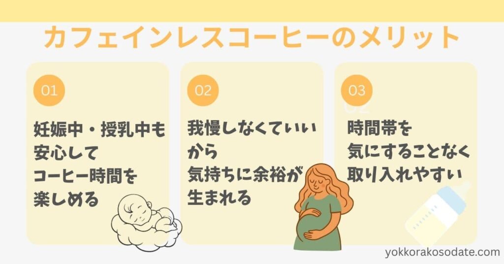 ママにうれしいカフェインレスのメリット